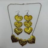 Triple heart oversized heart Acrylic Earrings and necklace set Kitsch Fun 11.5 cm Long 22 inches