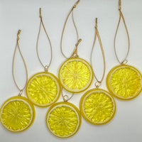 6 x Christmas tree decorations, lemon lime orange acrylic bauble ornaments fruit