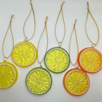 6 x Christmas tree decorations, lemon lime orange acrylic bauble ornaments fruit