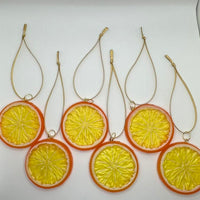 6 x Christmas tree decorations, lemon lime orange acrylic bauble ornaments fruit