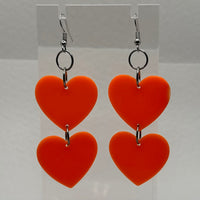 double bright oversized heart earrings, 8.5 cm long. acrylic Charms Acrylic Earrings