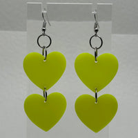 double bright oversized heart earrings, 8.5 cm long. acrylic Charms Acrylic Earrings