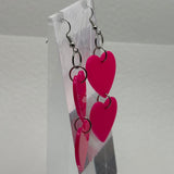 double bright oversized heart earrings, 8.5 cm long. acrylic Charms Acrylic Earrings