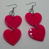 double bright oversized heart earrings, 8.5 cm long. acrylic Charms Acrylic Earrings