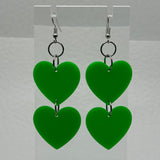 double bright oversized heart earrings, 8.5 cm long. acrylic Charms Acrylic Earrings