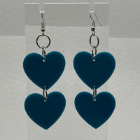 double bright oversized heart earrings, 8.5 cm long. acrylic Charms Acrylic Earrings