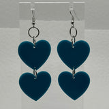 double bright oversized heart earrings, 8.5 cm long. acrylic Charms Acrylic Earrings