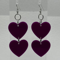 double bright oversized heart earrings, 8.5 cm long. acrylic Charms Acrylic Earrings