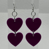 double bright oversized heart earrings, 8.5 cm long. acrylic Charms Acrylic Earrings