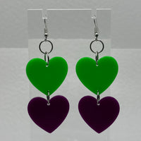 double bright oversized heart earrings, 8.5 cm long. acrylic Charms Acrylic Earrings