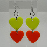 double bright oversized heart earrings, 8.5 cm long. acrylic Charms Acrylic Earrings