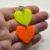 double bright oversized heart earrings, 8.5 cm long. acrylic Charms Acrylic Earrings