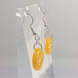 Small Kitsch fruit slice earrings 4 cm long, silver or gold colour hooks