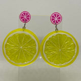 Kiwi stud Extra large Kitch fruit charm lemon slice stud earrings, 8cm long