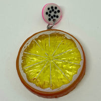 Kiwi stud Extra large Kitch fruit charm lemon slice stud earrings, 8cm long