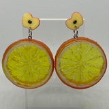 Kiwi stud Extra large Kitch fruit charm lemon slice stud earrings, 8cm long