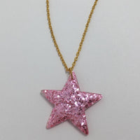 Lots of colours , Glitter star necklace, pendant on a gold or silver chain. 18 inches