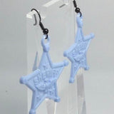 Large sheriff badge earrings, 6 cm long. made from acrylic