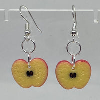 Small Kitsch fruit slice earrings 4 cm long, silver or gold colour hooks