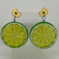 Kiwi stud Extra large Kitch fruit charm lemon slice stud earrings, 8cm long