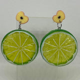 Kiwi stud Extra large Kitch fruit charm lemon slice stud earrings, 8cm long