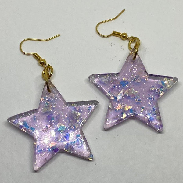 Galaxy star glitter oversized Star Charms Acrylic Earrings Kitsch Fun 7 cm Long