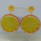 Kiwi stud Extra large Kitch fruit charm lemon slice stud earrings, 8cm long