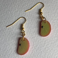 Small Kitsch fruit slice earrings 4 cm long, silver or gold colour hooks