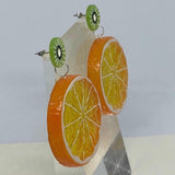 Kiwi stud Extra large Kitch fruit charm lemon slice stud earrings, 8cm long