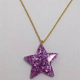 Lots of colours , Glitter star necklace, pendant on a gold or silver chain. 18 inches