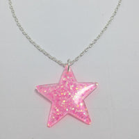 Lots of colours , Glitter star necklace, pendant on a gold or silver chain. 18 inches