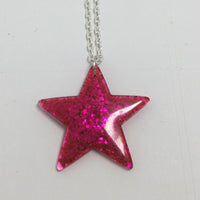 Lots of colours , Glitter star necklace, pendant on a gold or silver chain. 18 inches