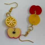 Small Fruit Salad Earrings ,Kitsch earrings on Hooks, 7 cm long. Kiwi watermelon