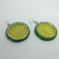 Extra large Lime slice earrings, kitsch large earrings on gold or silver colour hooks