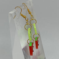 Small Kiwi / Watermelon Fruit Salad Earrings ,Kitsch earrings on Hook 7 cm long