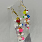 Rainbow Dangle waterfall pills earrings colour hooks, 7.5 cm long