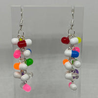 Rainbow Dangle waterfall pills earrings colour hooks, 7.5 cm long